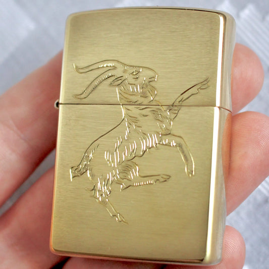  Black Phillip Goat Engraved Gold Brass Zippo - A24 Robbert Eggers The VVitch