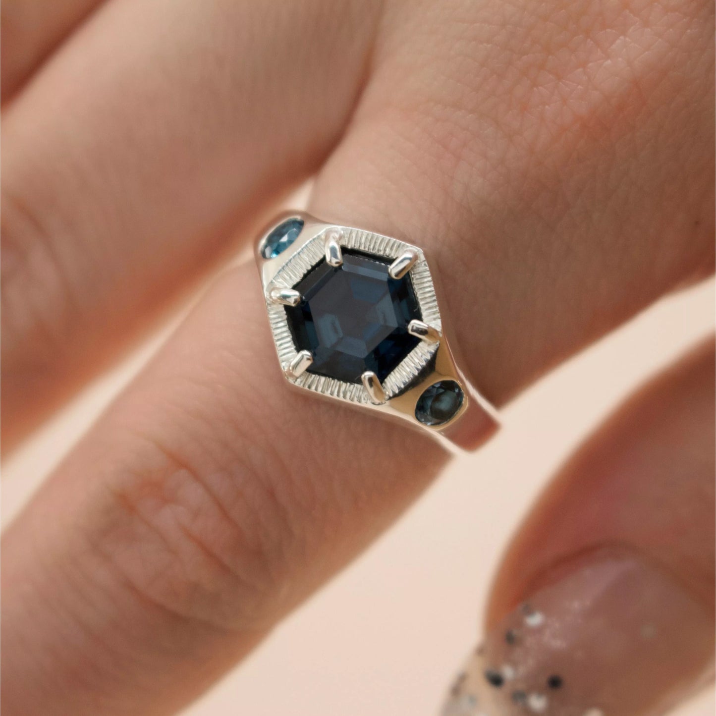 Imperial Hexagon Signet Ring - London Blue Topaz (Silver, Yellow, White or Rose Gold) - Ring The Serpents Club