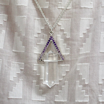 One Of A Kind - Quartz Talisman Necklace with Ombré Amethyst Halo and Secret Motto "Love Is Rich With Honey And Venom", Necklaces, The Serpents Club