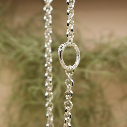 Ready To Ship - 'Serpent' Charm Chain, Silver 18 inch, Necklace, The Serpents Club
