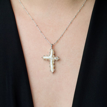 Pearl Cross Necklace | The Serpents Club