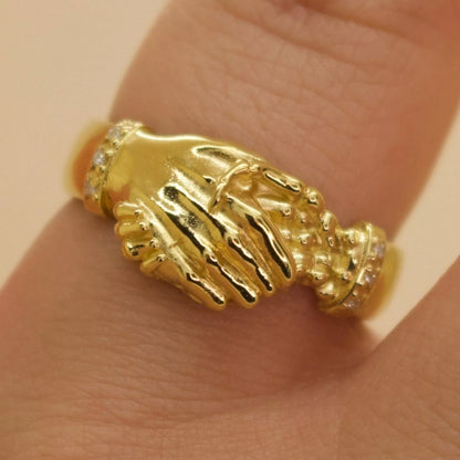 ‘Till Death Band’ - Skeleton Hand Shake Fede Ring with Diamond Cuffs, Ring, The Serpents Club