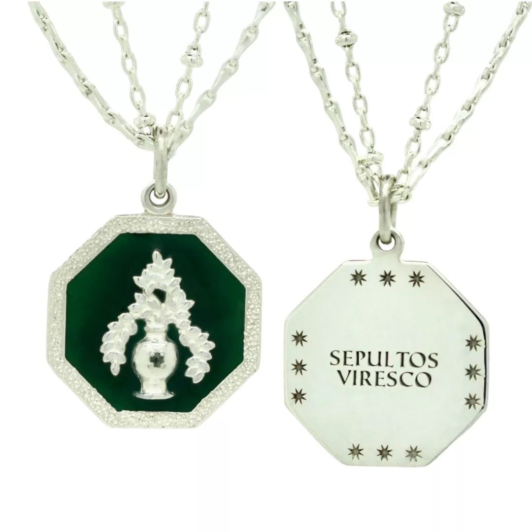 Ready To Ship -  Leafy Urn Necklace with Secret Latin Message 'I Grow Green When Buried' (Silver), Necklace, Necklaces, The Serpents Club